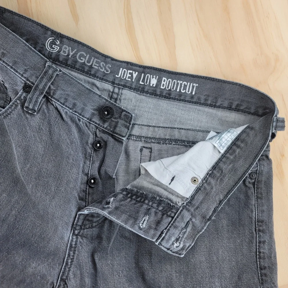 G BY GUESS Joey Low Bootcut Jeans Mens 34x28.5 Gray Denim Pants